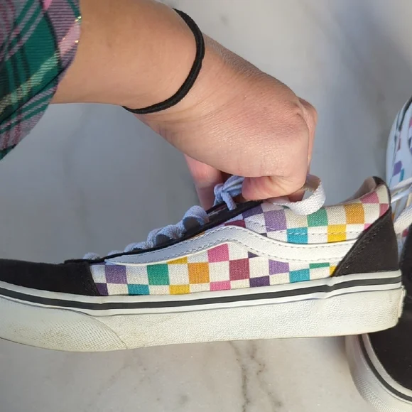 Vans Multicolor Checkered Lace-Up Sneakers Size 3 (Kids) - Picture 2 of 9